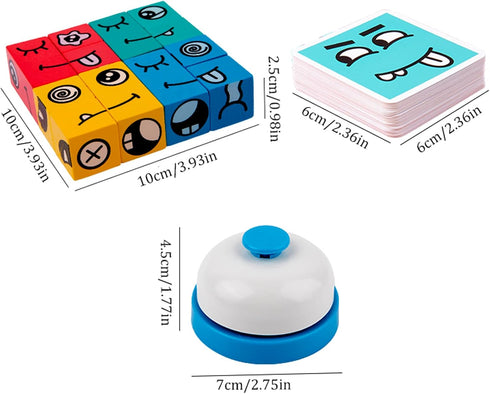 Wooden Face Changing Magic Cube Building Blocks Game Matching Expression Puzzle Toy Board Games for Family Night, Match