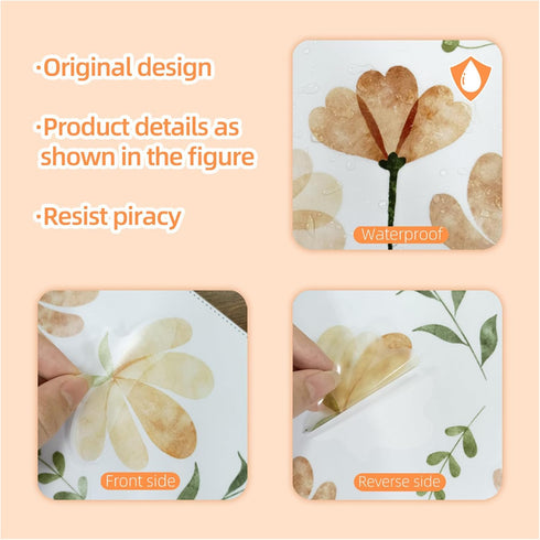 Finpletai Boho Flower Wall Decals, Daisy Wildflower Wall Stickers Leaf Floral Decor for Girls Bedroom Baby Nursery Kids