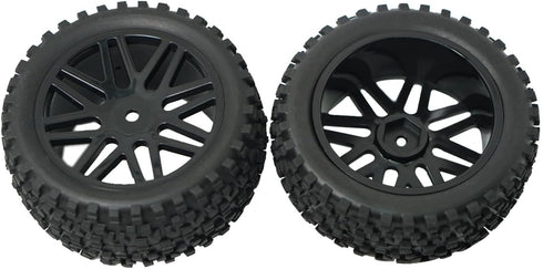 12mm Hex Wheel Rims with Mesh Shape Rubber Tires and Sponge, 88mm/3.46" Replacement for 1/10 RC Off-Road Car Truck