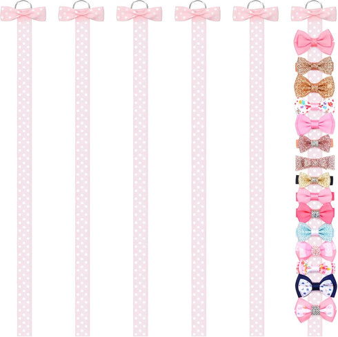 Tweruna 6 PCS Bow Organizer for Girls, Girl Bow Organizer, Pink Hair Bows