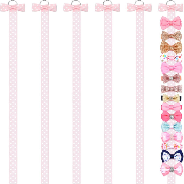 Tweruna 6 PCS Bow Organizer for Girls, Girl Bow Organizer, Pink Hair Bows