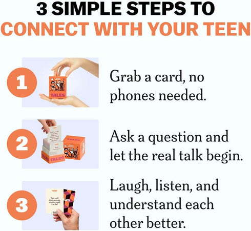 150 TALES Conversation Cards, Teens Edition, Fun Family Games for Teens, Perfect for Dinners, Road Trips, Classrooms