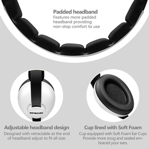 Baby Headphones, Infant Ear Protection for Babies 3-36 Months, Noise Cancelling Headphones for Travel - White