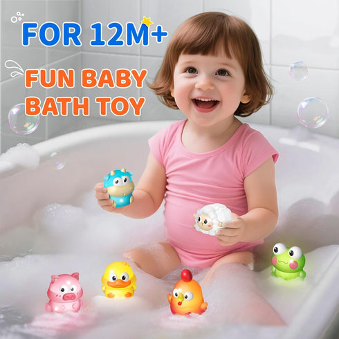 6 Packs 1-3, 2-4, 1 2 3 12-18 Light Up Bath Toys for Kids Ages Farm Animals Bathtub Toys for Toddlers Water Pool Toys