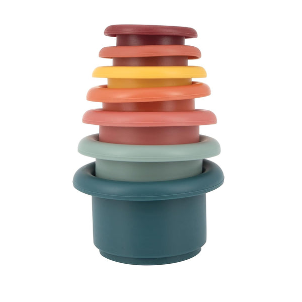Nuby Interactive Stacking Soft Silicone Cups Toy, Seven Piece Set (Colors May Vary) Promotes Coordination