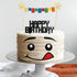 Building Blocks Cake Topper, 3D Print Character Face Design Star Flag Banners Bunting Banner Party Supplies for Boys