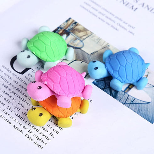 NUOBESTY Turtle Shape Erasers 3D Mini Puzzle Cartoon Painting Erasers for Party Favors Classroom Prizes