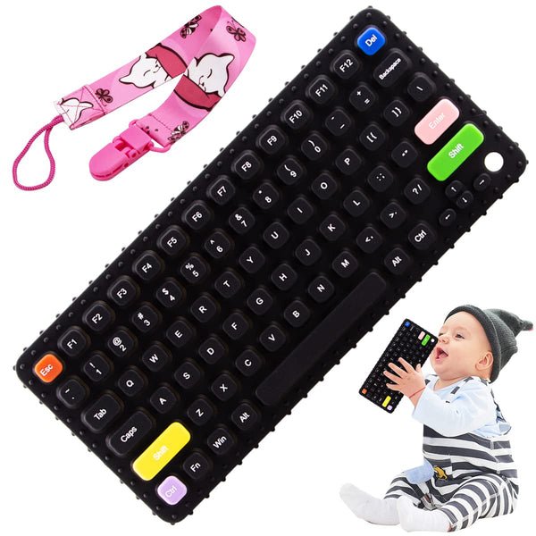 Baby Keyboard Teething Toys | Soft Silicone Teethers for Babies 0-3, Infant Teether Pacifier for Breastfeeding