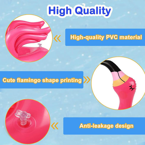 Camlinbo 15 Pcs Inflatable Flamingo Pool Toys, Ring Toss Pool Game, Hawaiian Beach Toys for Kids Adults