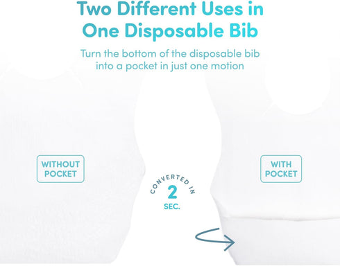 Convenient Disposable Pocket Bibs (Pack of 12) - Waterproof, Perfect for BLW, Travel, Mess-Free Mealtimes