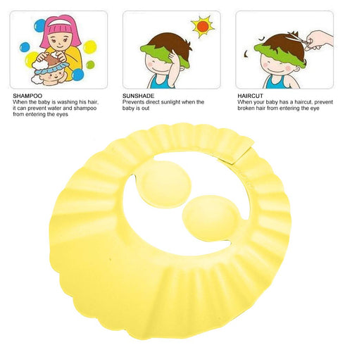 Srliya Baby Shower Shampoo Bath Cover Soft Adjustable Visor Hat for Toddlers Silicone Hair Sun Ear for Kids (Yellow)