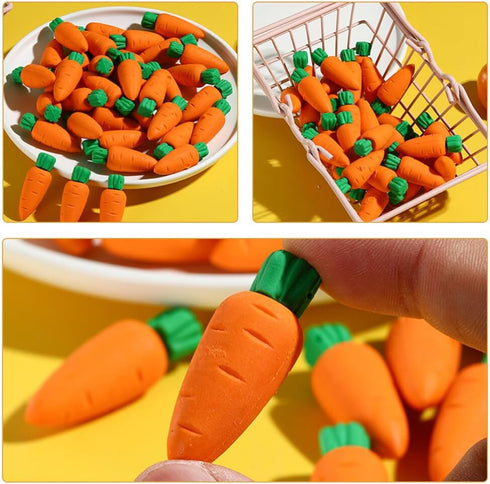 Abaodam 50 Pcs Mini Carrot Erasers Miniature Vegetables for Kids Easter Party Favors