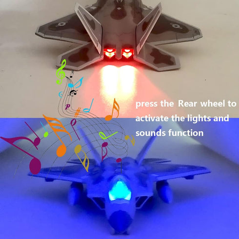 22 Ailejia Diecast F Fighting Falcon Airplane Model Military Plane Pull Back with Lights and Sounds Fighter Jet Toys
