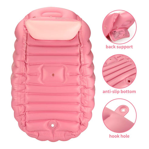 SHXKUAN 0-5 Inflatable Baby Bathtub Infant Anti-Slip Bath Seat Pool with Air Pump Travel Camping Portable Toddler Bath