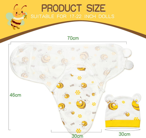 17-22 inch 3 Set Reborn Baby Dolls Diapers & Swaddle Blanket & Hat for Reborn Dolls Clothes Accessories Pcs