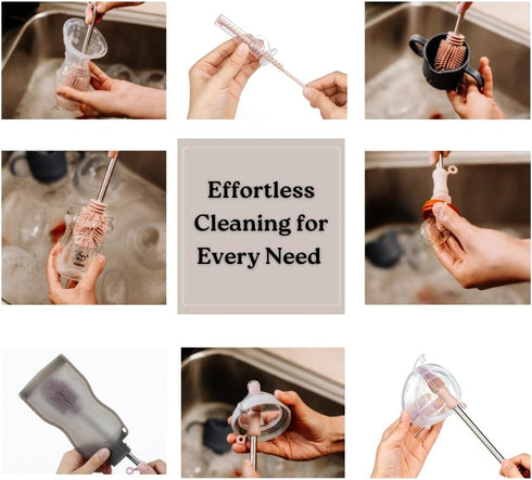 Haakaa Silicone Cleaning Brush Kit Household Cleaning Brushes for Bottles and Crevices Food-Grade Silicone: Dishwasher