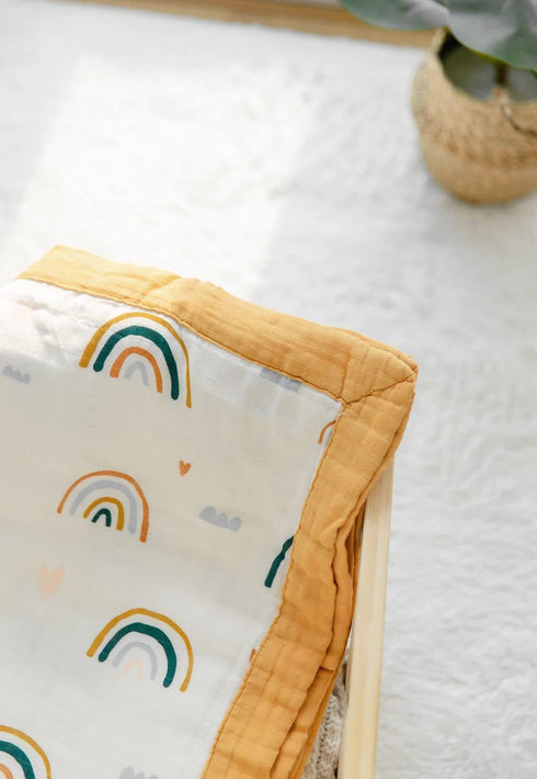 Summer 47" 47" 2 Rainbow Muslin Quilt Baby Blanket - Silky Soft and Breathable Blanket for Toddler - Oversized x