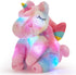 Athoinsu Rainbow Musical Light up Unicorn Stuffed Animal Soft Furry Plush Toy