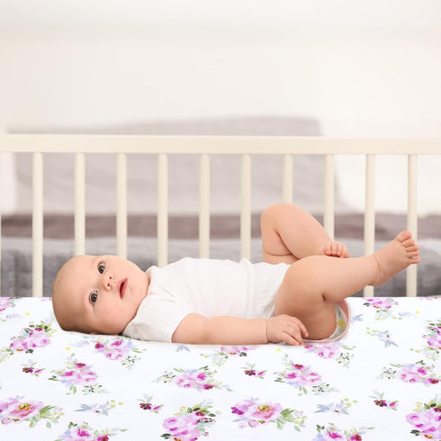 Pack 2 Pack Pack and Play Sheets Girl, Mini Crib Sheets, Stretchy Playard Fitted Sheet, Compatible with Graco n Play