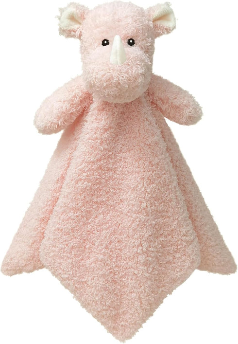 Baby Pink Rhino Soft Stuffed Animal Security Blanket, Plush Rhino Lovey, Cuddly Newborn Snuggle Blankie, 14"