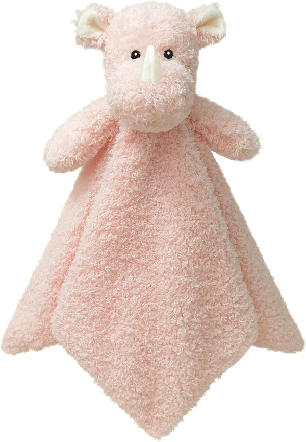 Baby Pink Rhino Soft Stuffed Animal Security Blanket, Plush Rhino Lovey, Cuddly Newborn Snuggle Blankie, 14"