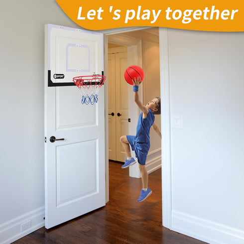 Upgrade Basketball Hoop Set - Extra Large 26" x 17" Pro Indoor Hoop for Door & Wall, Includes 2 Balls and Complete