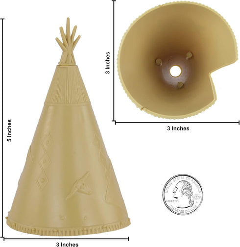 BMC Classic Plains Indian Teepees - Tan 3pc Western Plastic Playset Accessories