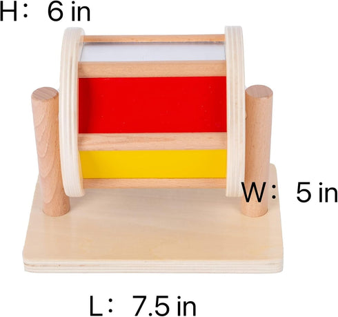 Montessori Baby Toys Play Kit with Mirror, Peekaboo Knob Puzzle, Spinning Drum, and Rainbow Fabric Ball for 6-12 Months