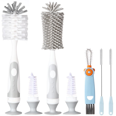 Ariseno 5-in-1 Baby Bottle Cleaner Set, Including Nylon & Silicone Bottle Brush,