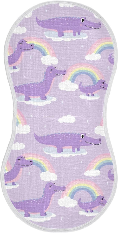 decor gift Cotton Muslin Burp Cloths Large Soft and Absorbent? Cute Animal Crocodiles Rainbows