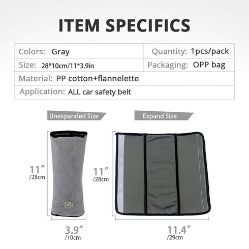 2PC, Gray Seat Belt Pillow for Kids Seatbelt Pillow for Child Travel, Seat Belt Pillow for Toddler Head Protector
