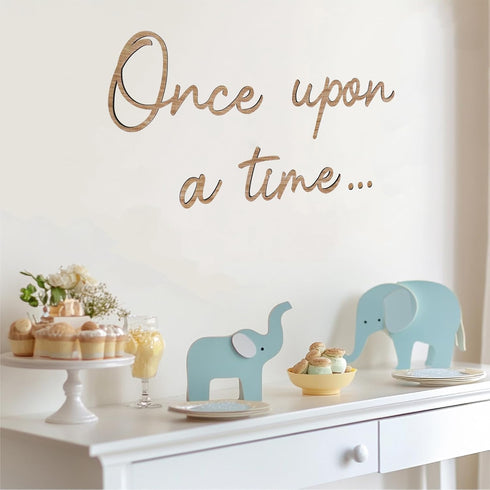 JarThenaAMCS Once Upon a Time Wooden Sign Reading Corner Sign Nursery Wall Decor for Kids Bedroom Bookshelf Home Decor