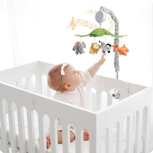 NICEMER 12 Baby Crib Mobile - Jungle Animal Mobile for Crib Nursery Musical Mobile Gender Neutral for Boys and Girls