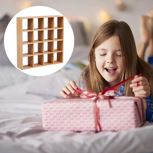 Yiphates 1: 12 16 Dollhouse Miniature Wooden Storage Rack Grid Shelves Doll House Wall Rack Bookshelf Display Dollhouse