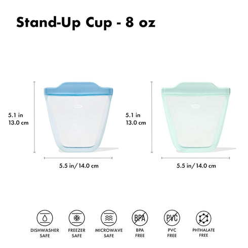 OXO Tot Silicone Reusable Bags: 2 Piece Cup Set in Opal and Dusk