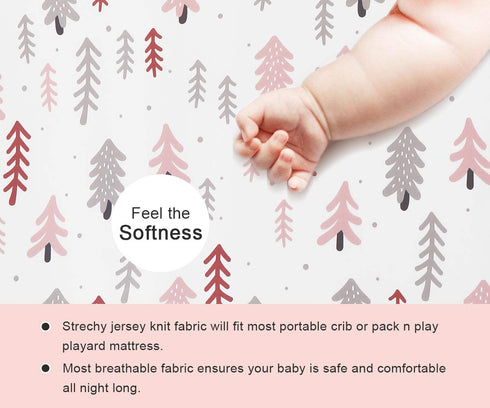 Stretchy Fitted Crib Sheets Set BROLEX 2 Pack, Ultra Soft Jersey, Portable Crib Mattress Topper for Baby