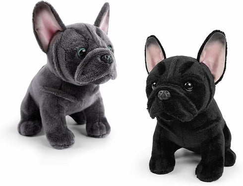 TUKVESZE 8.6 inch French Bulldog Stuffed Animal, Realistic Puppy Plush Cute Soft Dog Gifts for Boys and Girls (Black)