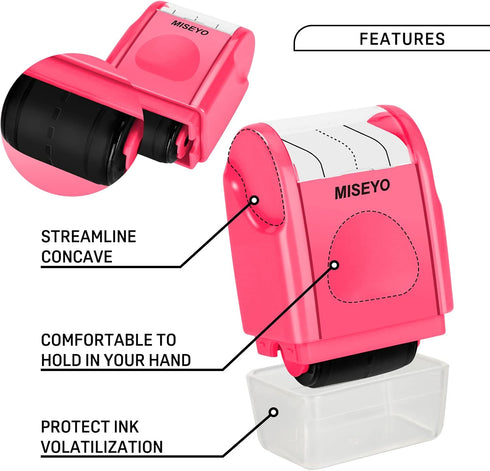 Miseyo Dashed Handwriting Lines Practice Roller Stamp, Self-Inking Line Rolling Stamps for Kids Writing - Peach.