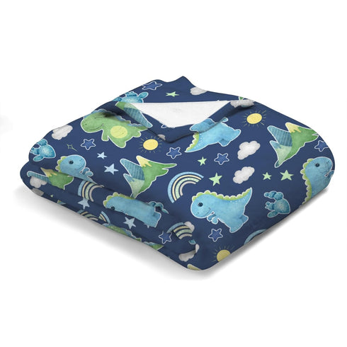 Dinosaur Rainbow Baby Blanket, Cartoon Dino Sun Stars Cactus Mountain, Soft Flannel Receiving Blanket 30x40