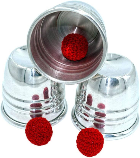 Magic Cups and Balls - Professional Performance Grade Polished Aluminum Cups and Knitted Balls Included