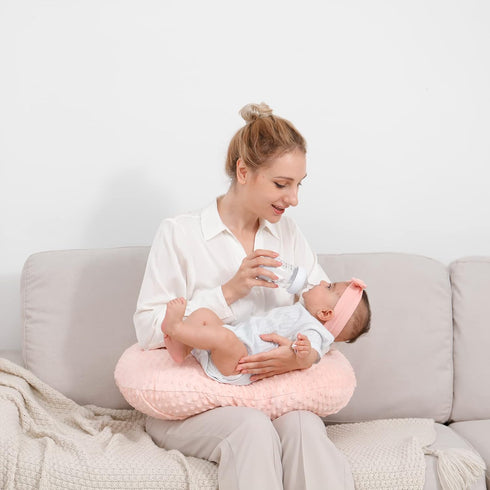 Plush Dot Nursing Pillow Cover for Breastfeeding - Light Pink