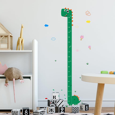 DEKMILE Dinosaur Self-adheve Vinyl Nursery Wall Decal Baby Growth Chart Sticker for Bedroom Play Room