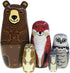 Kakeah Set 5 Nesting Dolls-Brown Cartoon Owl Bear Fox Raccoon Russian Nesting Dolls Wooden Matryoshka Doll Handmade