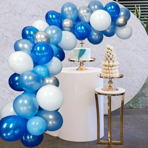 16ft Blue White and Silver Balloon Garland Arch Kit - 117 Balloons for Birthdays, Weddings, Baby Showers