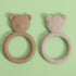 Silicone Baby Teether, Teething Toy Ring for Babies, Easy to Hold Design, BPA Free (Sand + Light Grey)