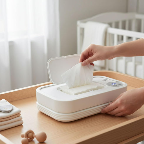 Pssopp Foldable Baby Wipe Warmer, Large Capacity Smart Temperature Control Foldable Wipe Dispenser for Nighttime