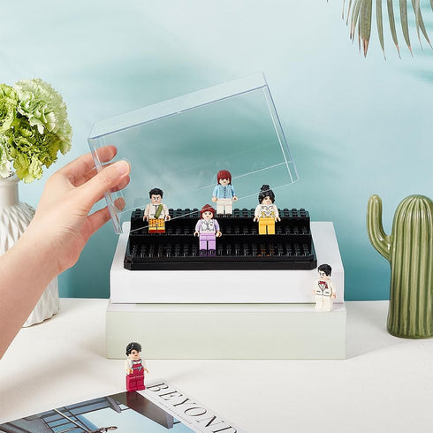 OLYCRAFT Black Acrylic Minifigure Display Case Box for Action Figures, Dustproof Storage, Removable Showcase