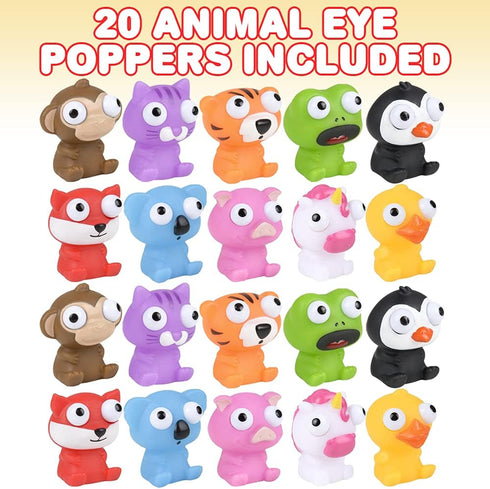 20 ArtCreativity PCS Squeezy Animal Fidget Toys with Pop Out Eyes, Fun Squeeze Stress Relief Toys for Kids, Ideal