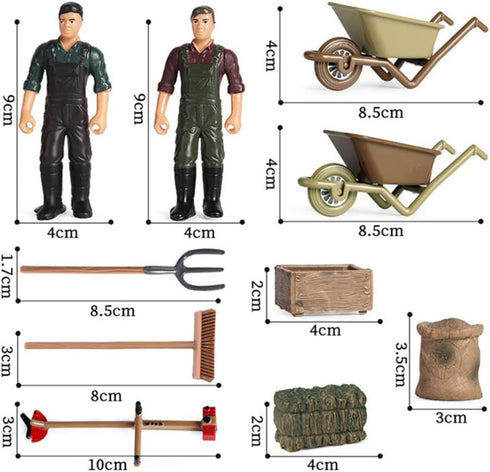 Toddmomy 12pcs Farm Accessories Model Miniature Farmers Figurines - Mini Farm for Kids & Toddlers