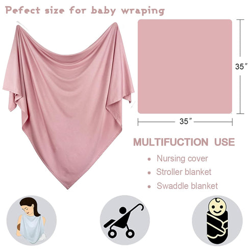 OWLOWLA Newborn Swaddle Set - Stretch Wrap Swaddle Receiving Blanket for Baby Boy Girl (Blush)